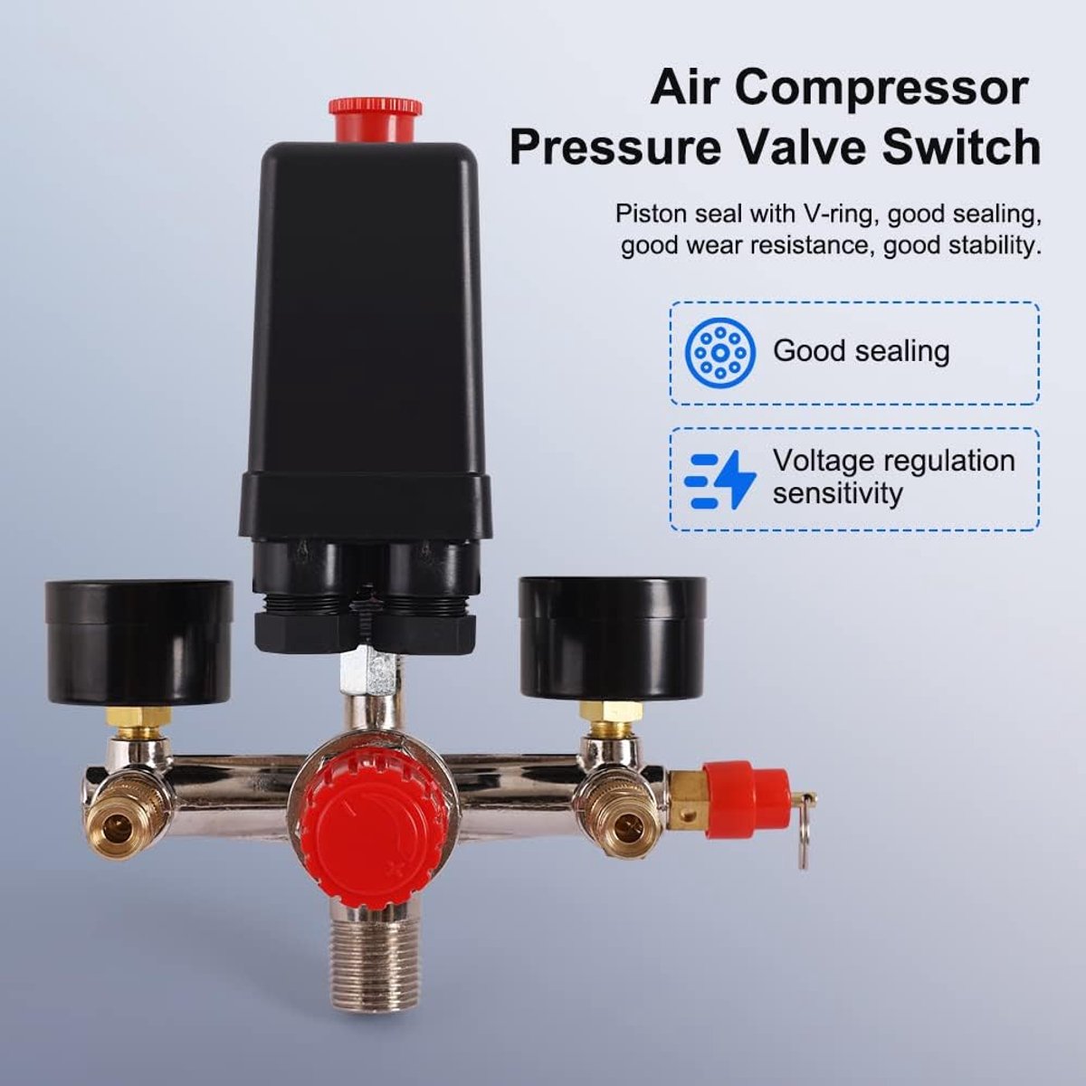 SnelShoppen - Air Compressor Met Drukschakelaar, Regulator, Niveau-indicator, Duurzaam, Robuust, Metaal en Plastic, Ideaal Voor Tuin, Camping en Kluss