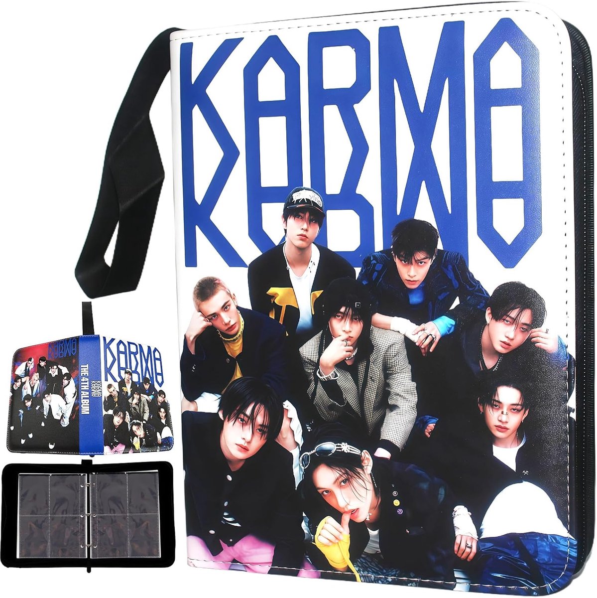 SnelShoppen - Stray Kids Fotokaarten Binder met 400 Pockets - Holografische Postcard Houder - Duurzaam Waterdicht PU Leer - Perfect voor STAY en Stray