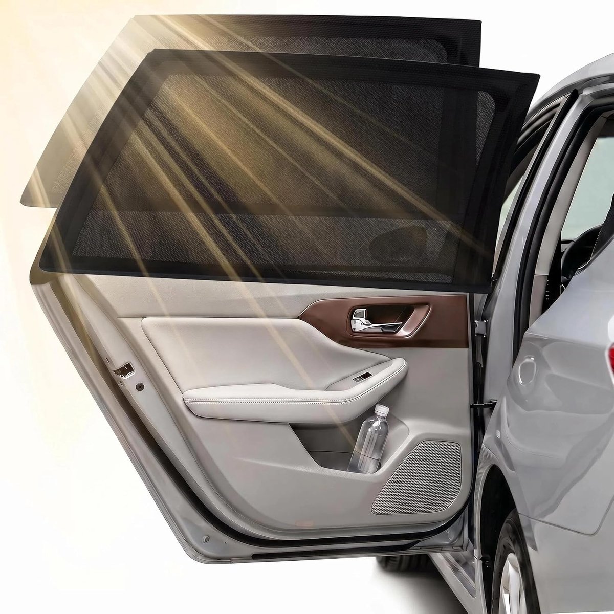 SnelShoppen - 2 Verstelbare Zonneschermen voor Auto, Baby, UV-Bescherming, Elastisch, Voor Zijruiten en Achterruit, 119,7 x 74,9 cm, Ideaal voor Kinde