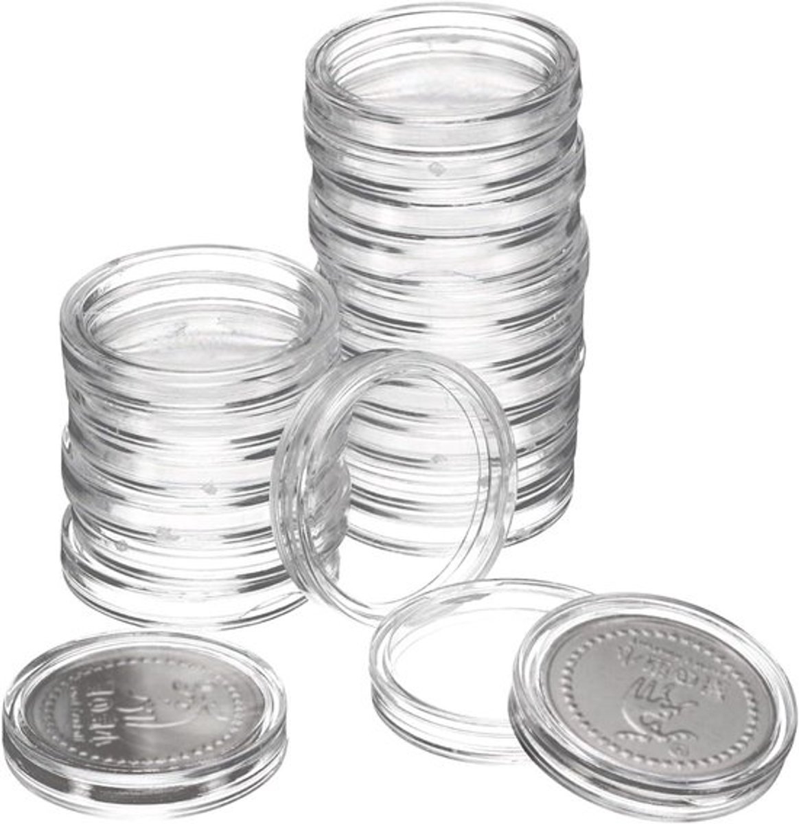Munthouders voor zilveren dollars - 20 stuks - Acryl - Rond - Muntenverzameling - Muntbeschermers - NFC-tag