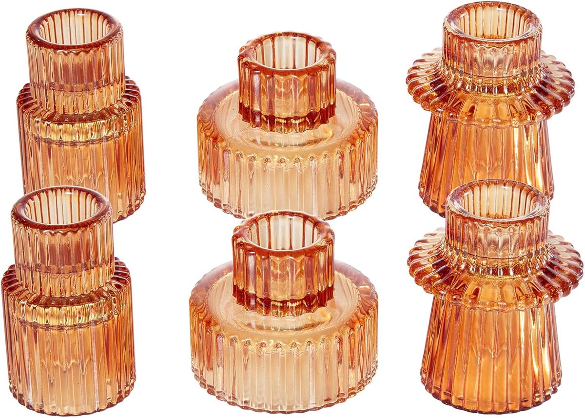 SnelShoppen - Glass Candle Holder Set voor Taper, Votive en Theelichten - 2-in-1 Kaarsenhouder voor Tafel, Bruiloften, Dinners, Feestdecoratie, Transp
