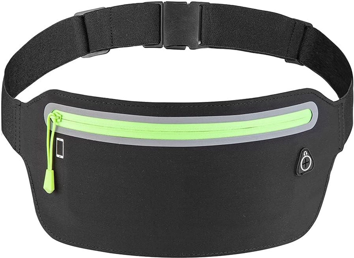 Slimme Hardloopriem voor Sporten, Ultra Licht Heupzak voor Fitness en Workout, Geschikt voor Mannen en Vrouwen, Zwart