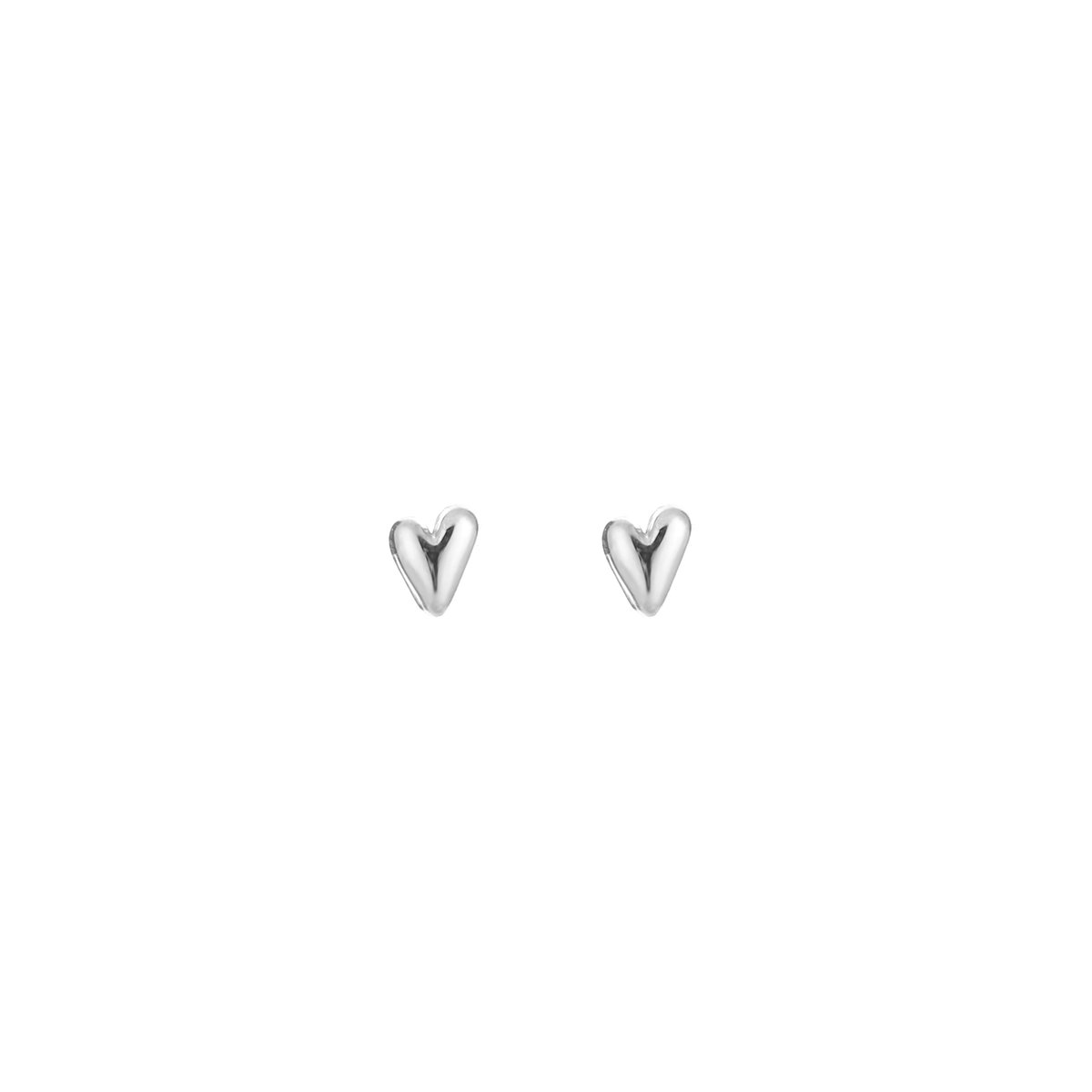 Stainless Steel Gewelfde Hart Oorknopjes – Minimalistische Studs – RVS - Zilver