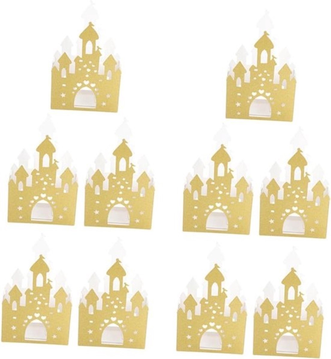 Glitter Kasteel Snoepdozen - Feestelijke Cadeauverpakkingen - Cadeaus Uitdelen - Kasteel Vorm - 16.50x11.00x5.00CM - Goud