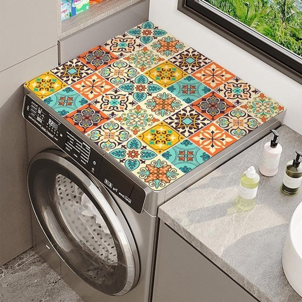 Wasmachine Droger Mat - Apparaat Beschermhoes - Apparaten Beschermen - Absorberend Antislip - 60 cm - Grijs