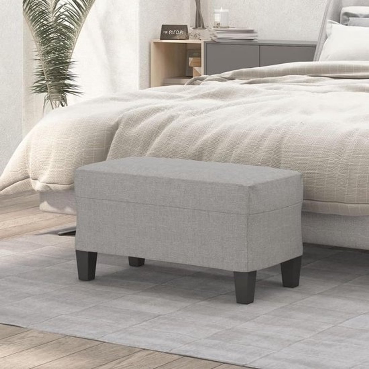 Bankje Stof - Zitbankje - Extra zitplaats - Comfortabele vulling - 70x35x41 cm - Lichtgrijs