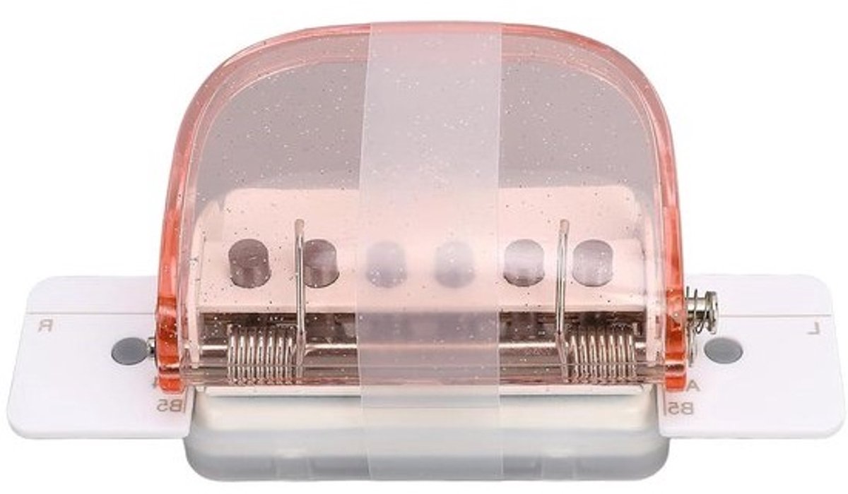 Papier Perforator - Gatenmaker Kantoor - Documenten Organiseren - Ingebouwde Spaanderverzamelaar - 6x4x7cm - Transparant Roze