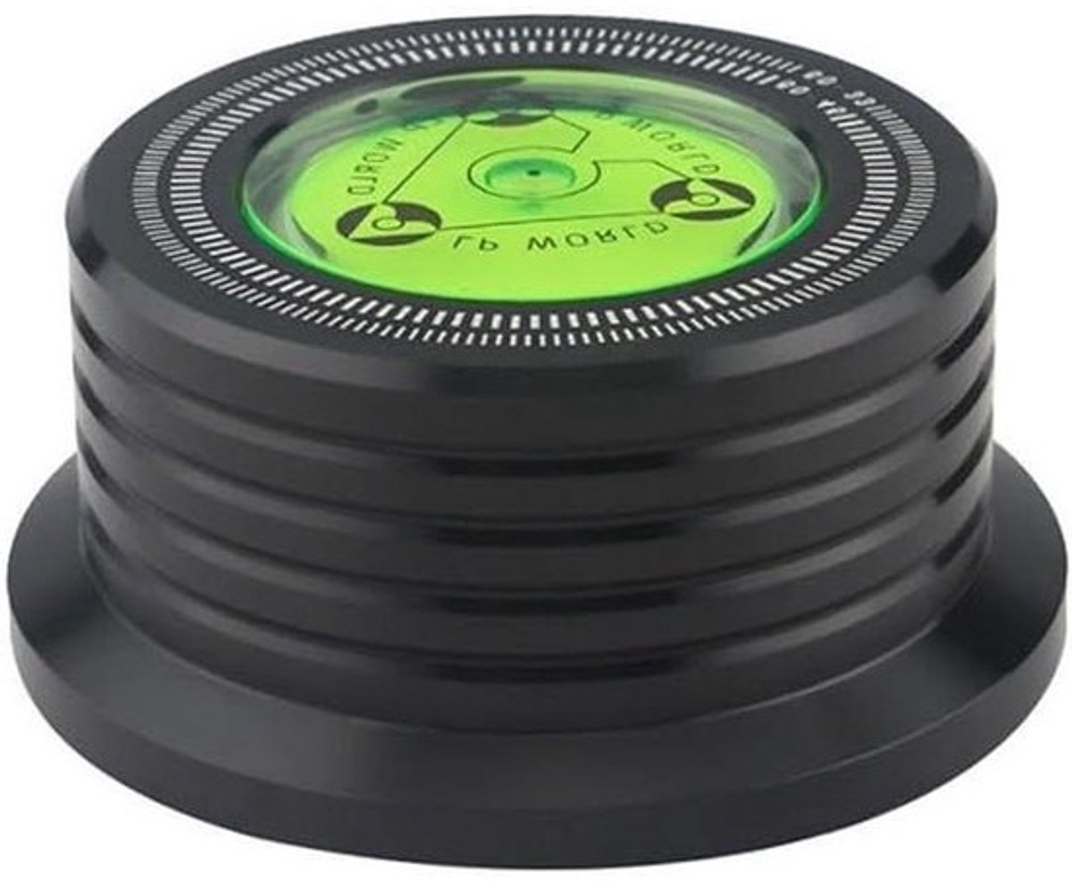 Platenspeler Stabilisator - Recordgewicht Waterpas - Verbeter Geluidskwaliteit - Ingebouwde Waterpas - 7 mm Spindel - Zwart