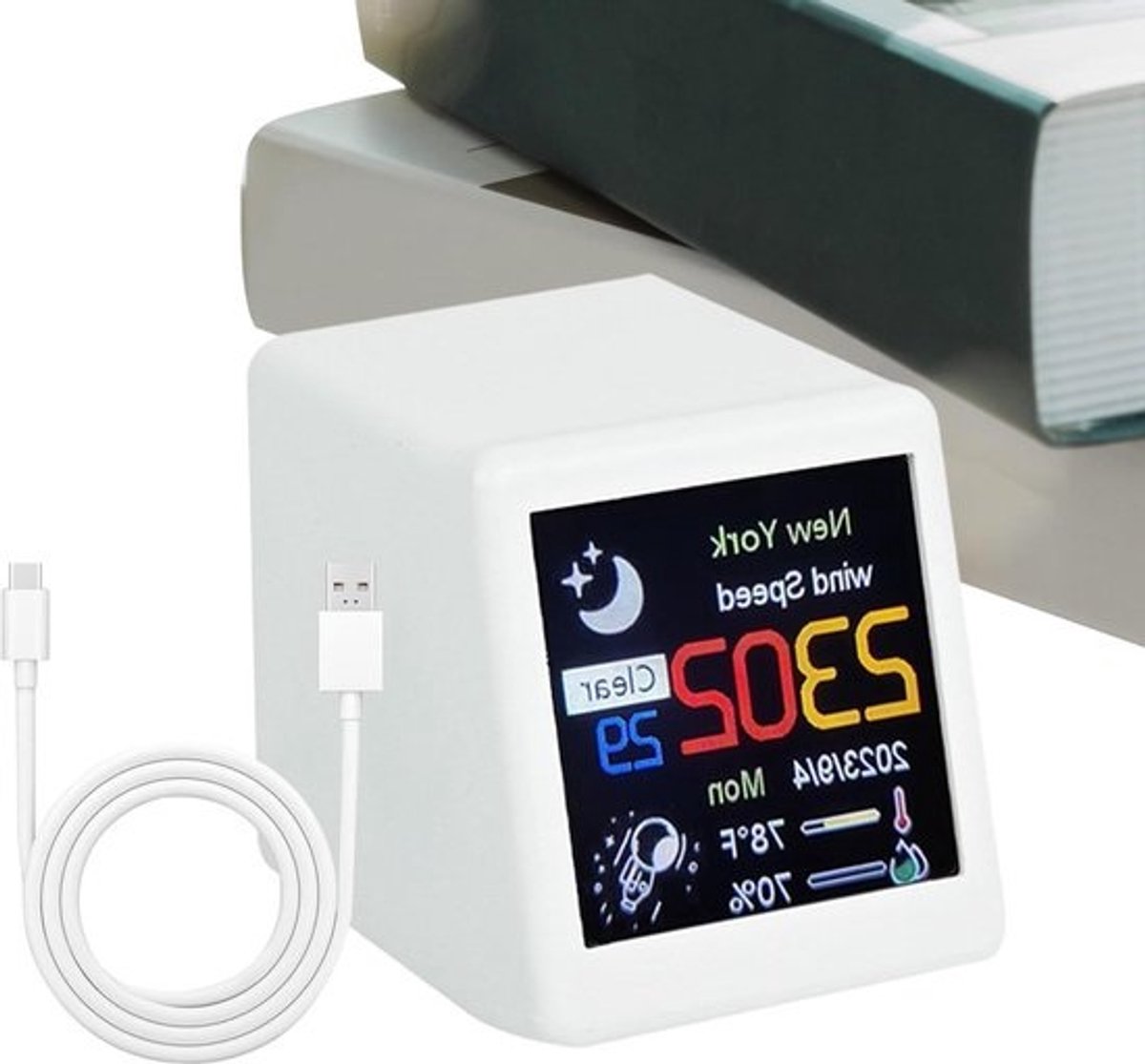 Weerstation Klok - Digitale Weersvoorspelling - Thuis Tijdbeheer - Internet Weerupdates - 3.5x4.8x4 cm - Wit