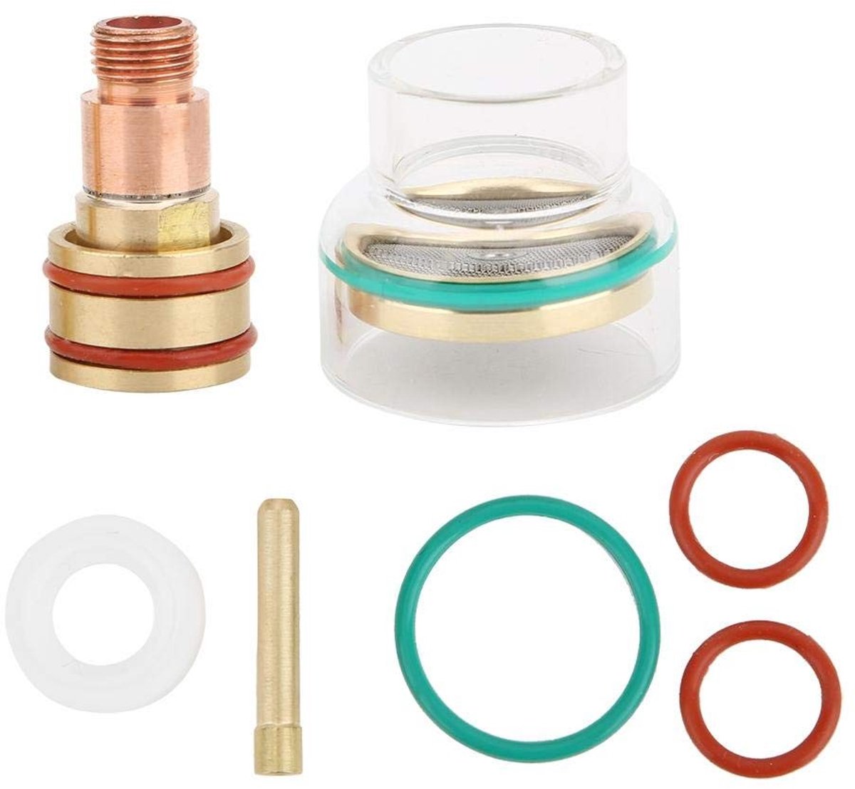 TIG Collet voor Gaslenzen en Lasaccessoires, TIG Laskit met TFM53NCN Glasbeker, 2.4mm Collet voor WP17/WP18/WP26