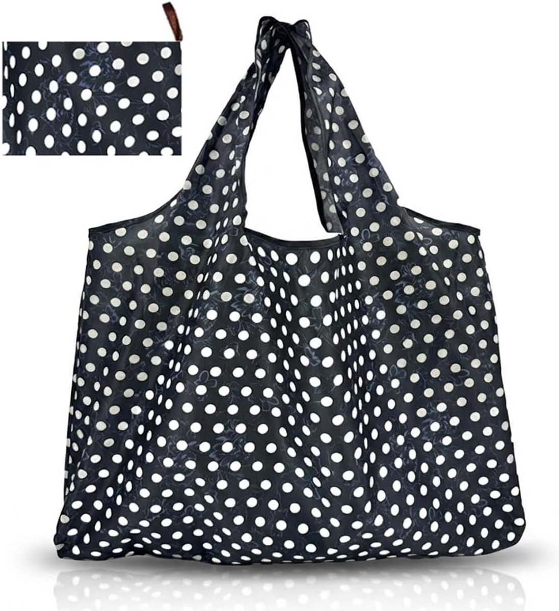 Vouwbare Polka Dot Winkeltas, Groot, Herbruikbaar, Milieuvriendelijk, Lichtgewicht, Sneldrogend, Perfect voor Winkelen, Reizen en Picknicks (58 x 40 cm)