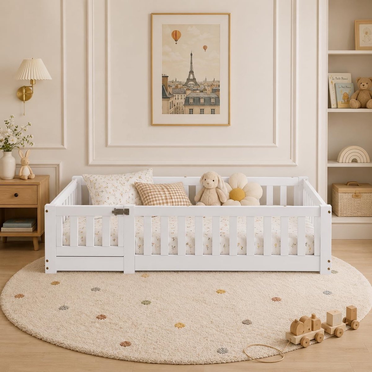 Montessori Kinderbed - Inclusief Valbeveiliging - 90 x 200 cm - Wit