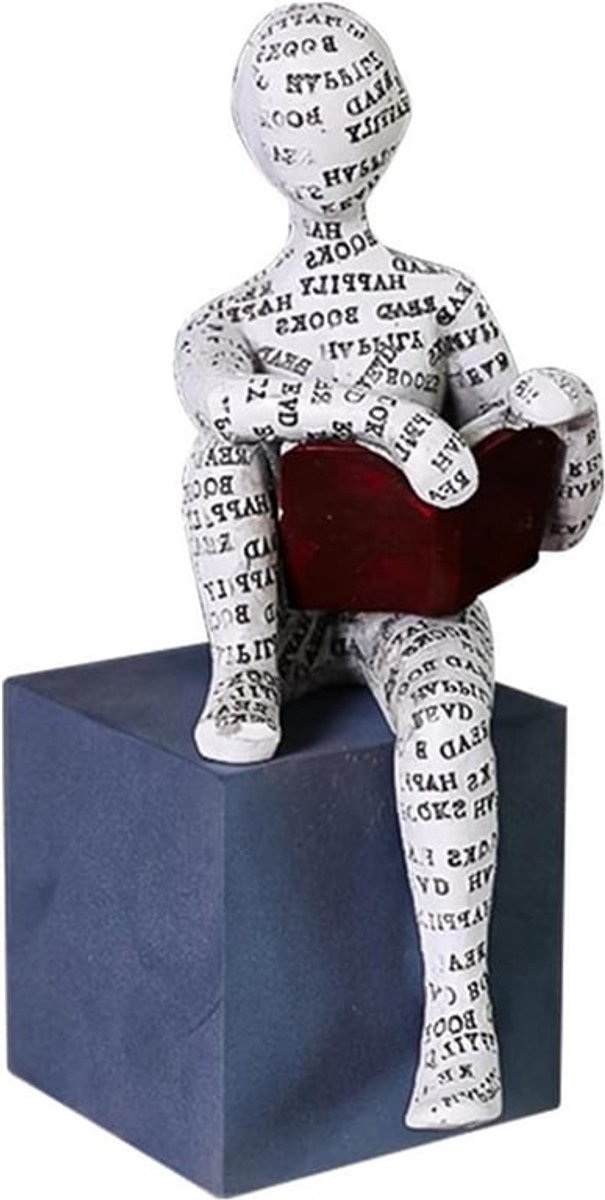 Lezende Vrouw Figuur Decoratie voor Plank - Kleine Lezende Vrouwen Gevormde Sculptuur - Gepersonaliseerd en Handbeschilderd - Lezen Schurk Desktop Boeken Plank - Handwerk Standbeeld