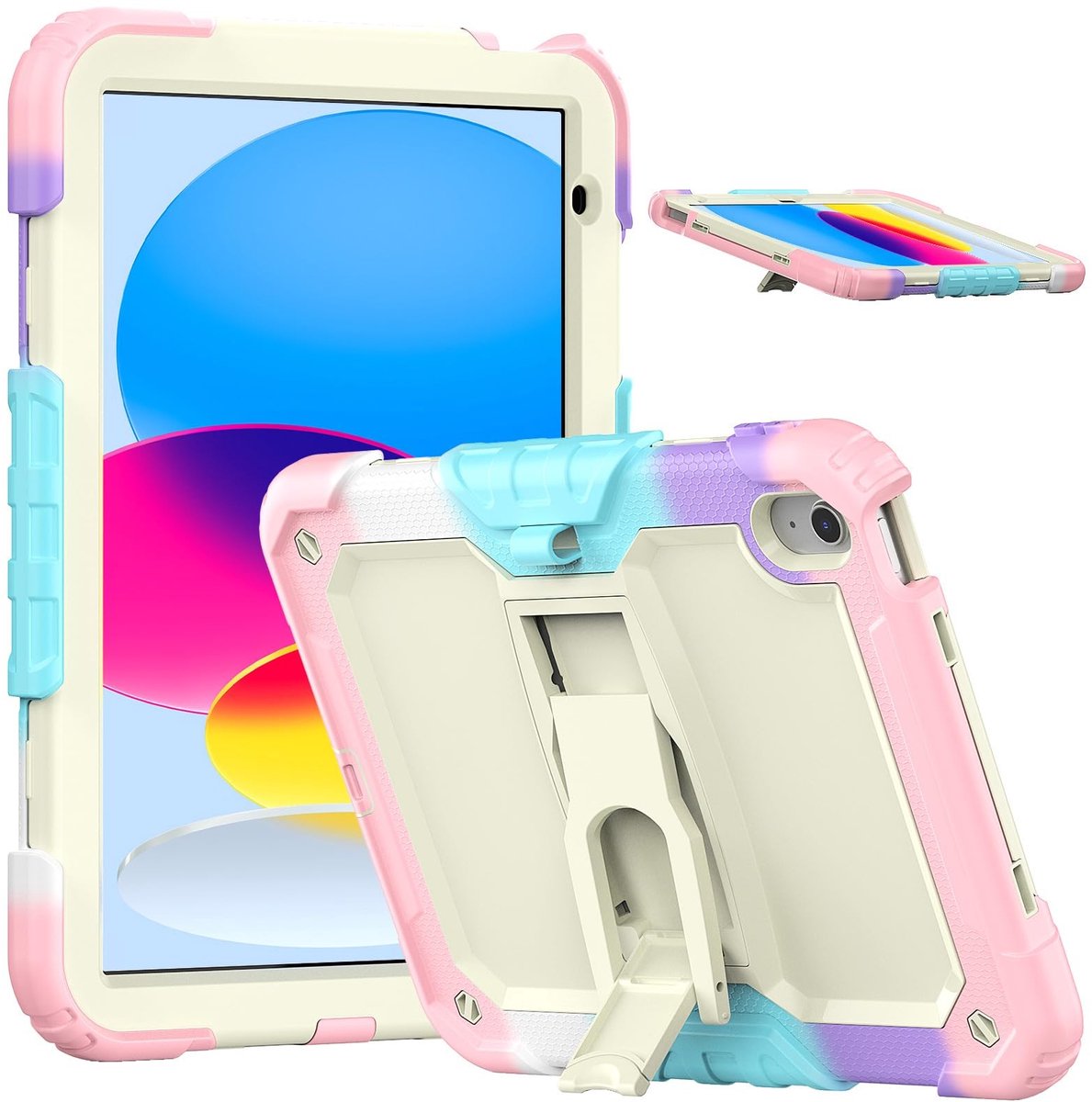 Militaire Beschermhoes voor 10.9 Inch iPad - Roze Regenboog