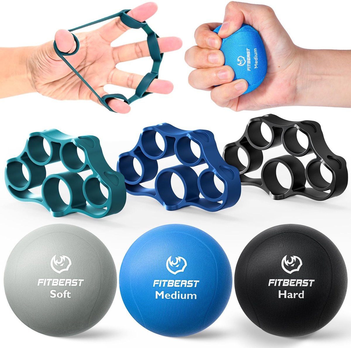 Grip-krachttrainer Set - 6 Stuks voor Revalidatie en Krachttraining