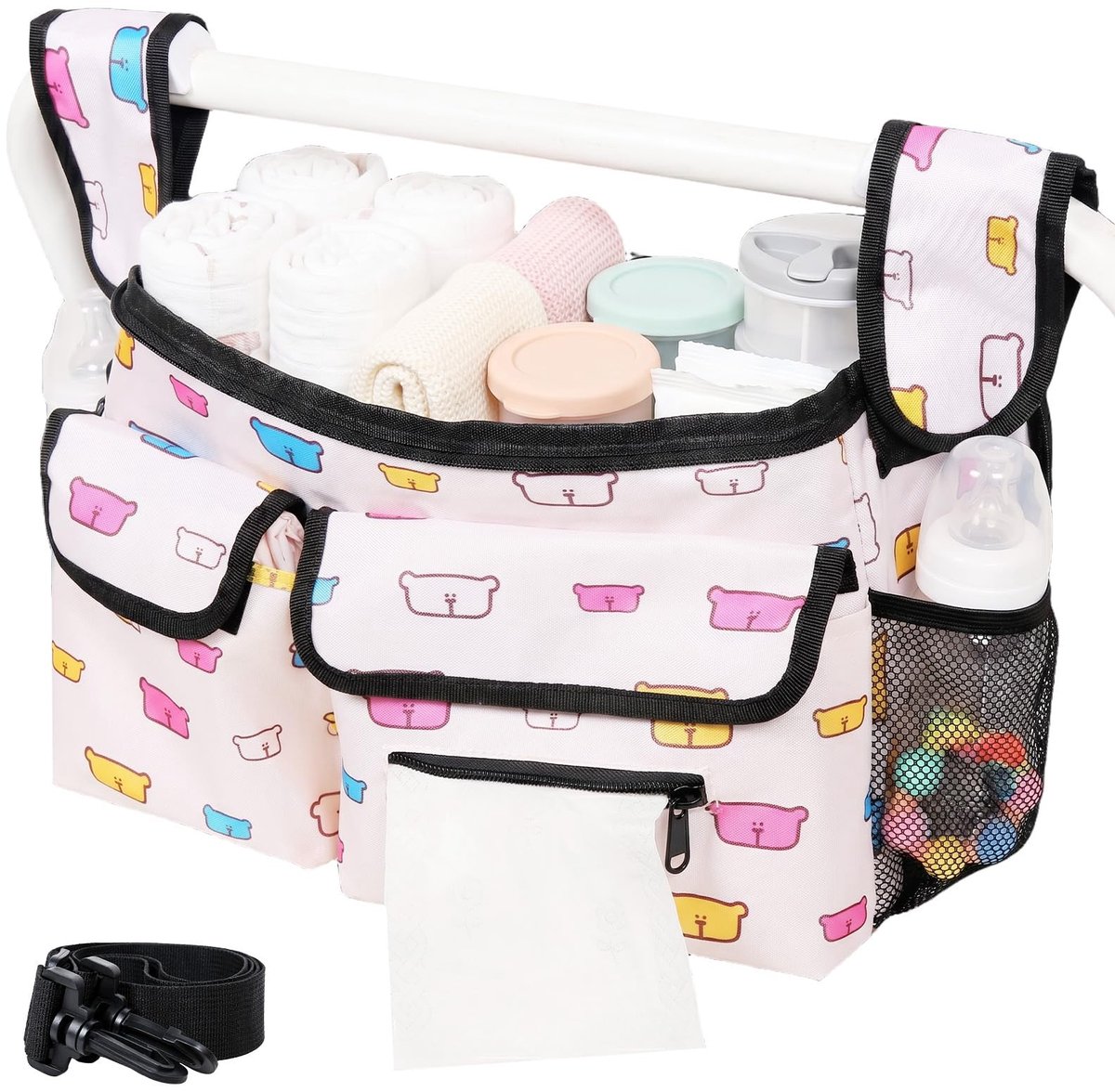 Kinderwagen-organizer - Waterdicht met 2 bekerhouders - Berenpatroon