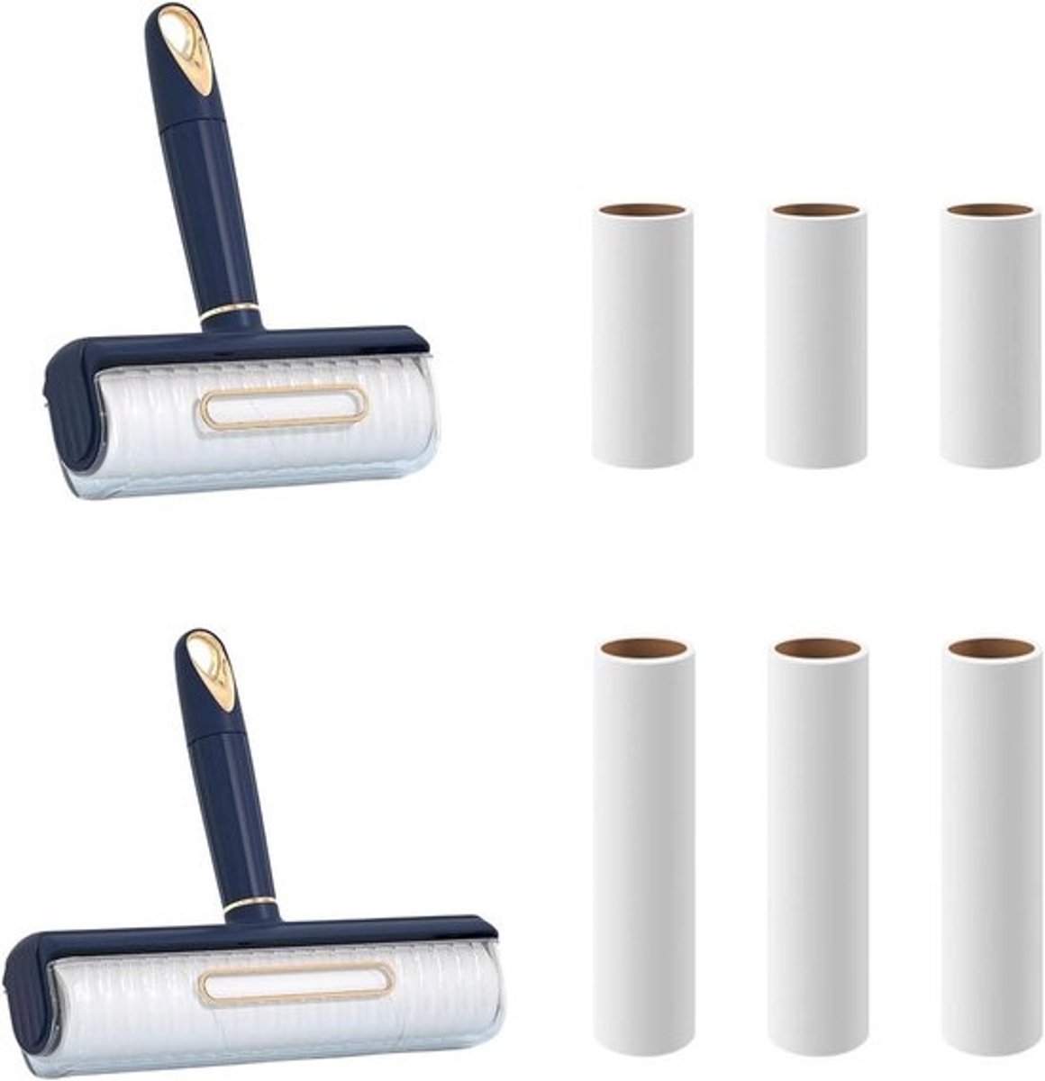 Herbruikbare Pluizenroller Set - Pluisverwijderaar Roller - Huis Reinigen - Twee Maten Inclusief - 24cm en 16cm - Blauw