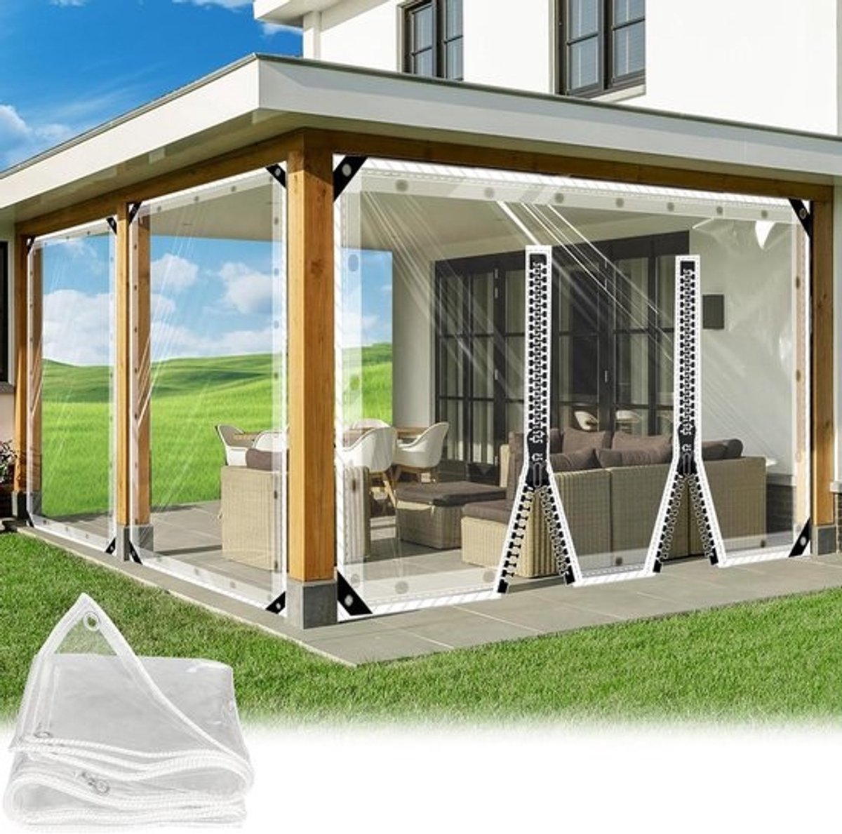 Transparant Zeil - Afdekzeil PVC - Bescherming Tuin - Met Ritssluiting - 1 x 1 m - Helder