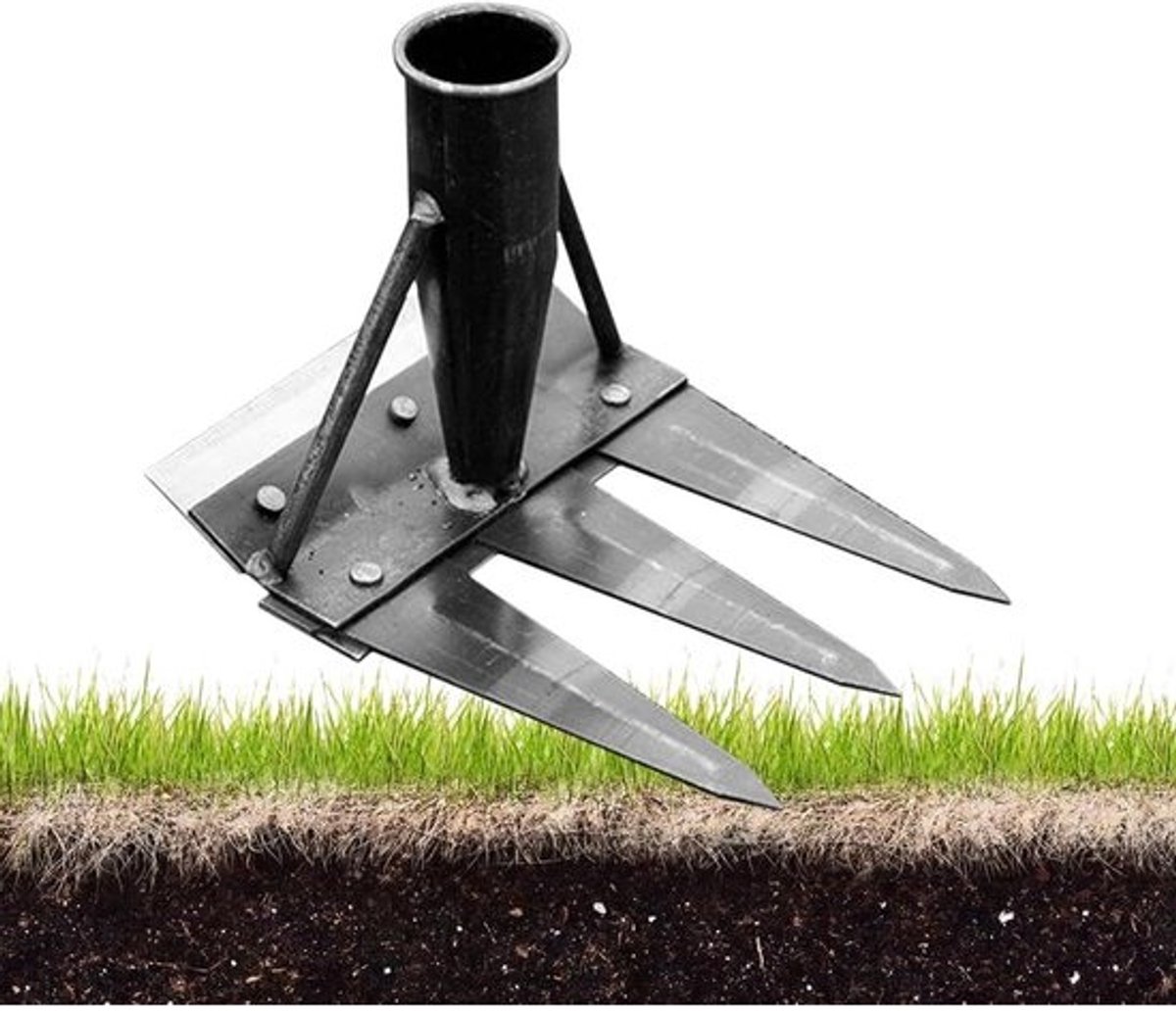 Onkruidverwijderaar Handgereedschap - Tuinhark Grashark - Gazon Onderhoud - Ergonomisch Ontwerp - 3 Tanden - Metaal