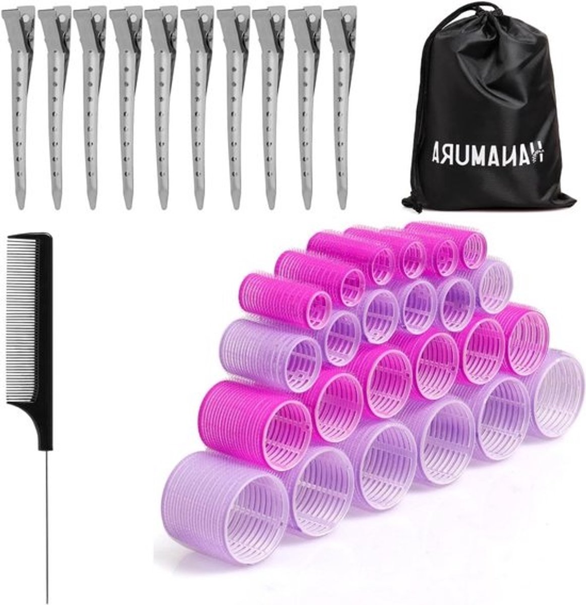 Krulspelden Set - Haarrollers Krullers - Haar Stijlen - Verschillende Maten - 22 Stuks - Blauw