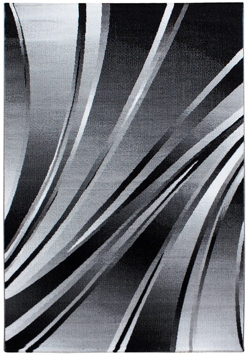 Dutch XXL Modern Vloerkleed | Tapijt | Parma | Strepen | Zwart | 120x170 cm