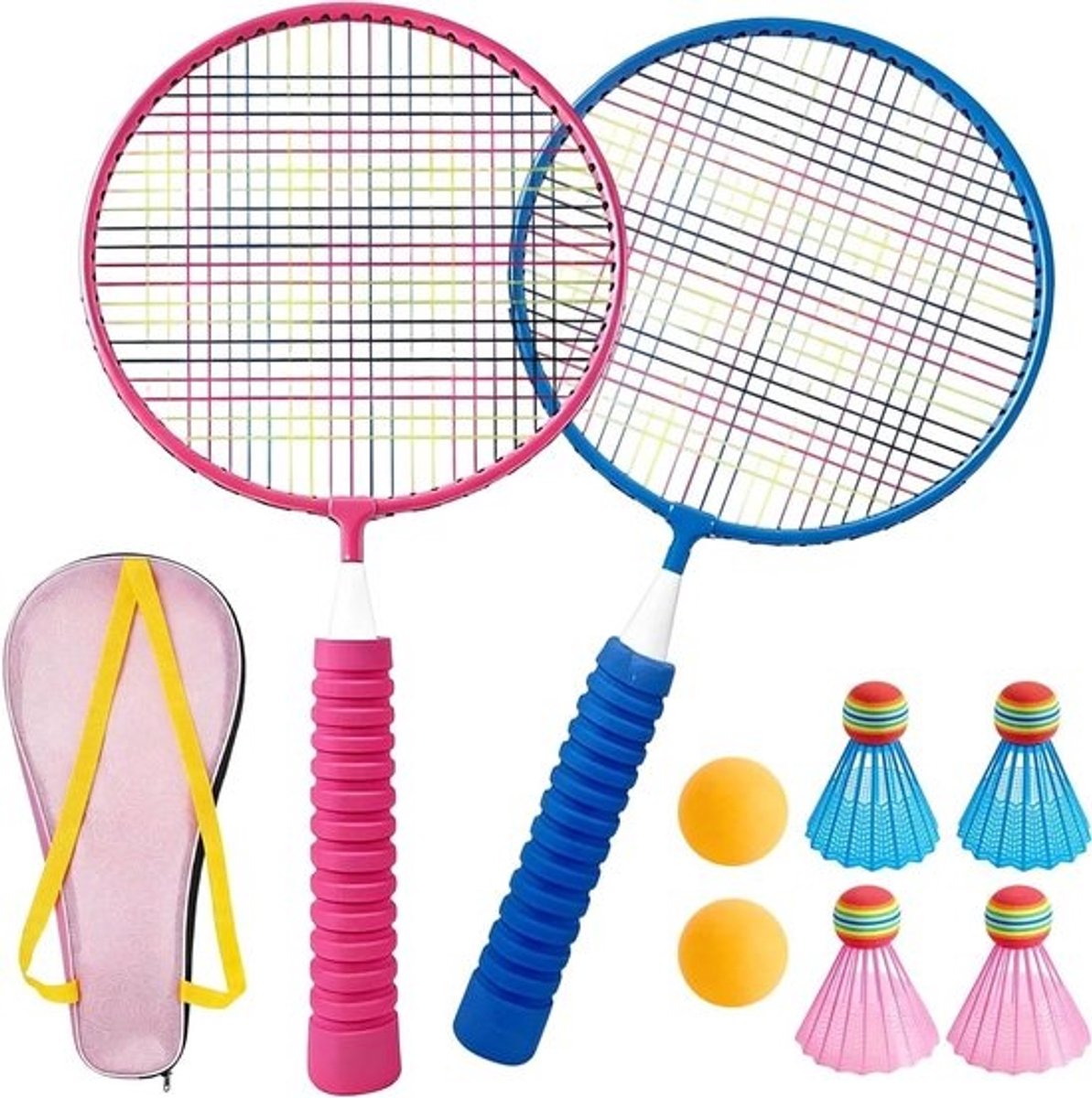 Badminton Set Kinderen - Outdoor Sportspel - Buiten Spelen - Lichtgewicht Kunststof - 48 x 24 x 4 cm - Kleurrijk