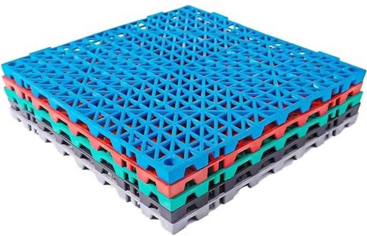 In elkaar grijpende Vloertegels - Modulaire Matten - Voorkomt Uitglijden - Drainage Gaten - 30x30cm - Rood