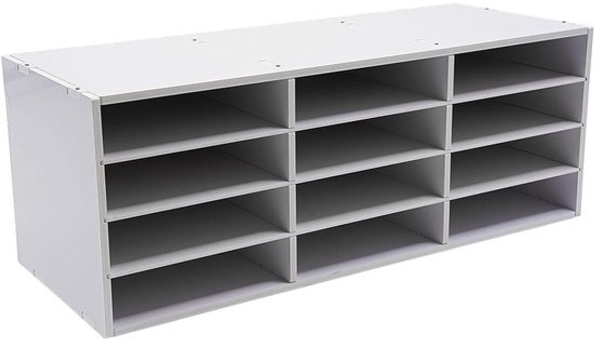 Brievenbak Organizer - Documentenhouder Opbergsysteem - Bureau Organiseren - 12 Vakken Ontwerp - 80 x 30.8 x 30 cm - Wit