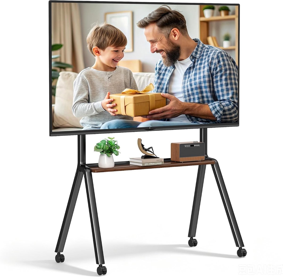 Verstelbare TV Stand voor 42-86 Inch Flat en Curved Televisies, Zwart en Mobiliteit voor Gemakkelijk Verplaatsen