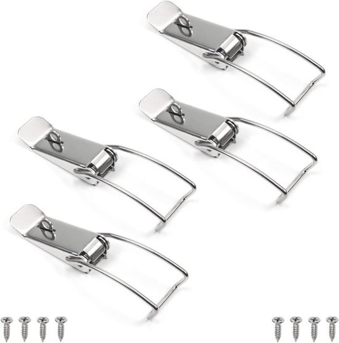 Klink Sluitingen - Kast Sluiting Veerbelast - Kasten Beveiligen - Roestvrij Staal - 11.85 cm - Zilverkleurig