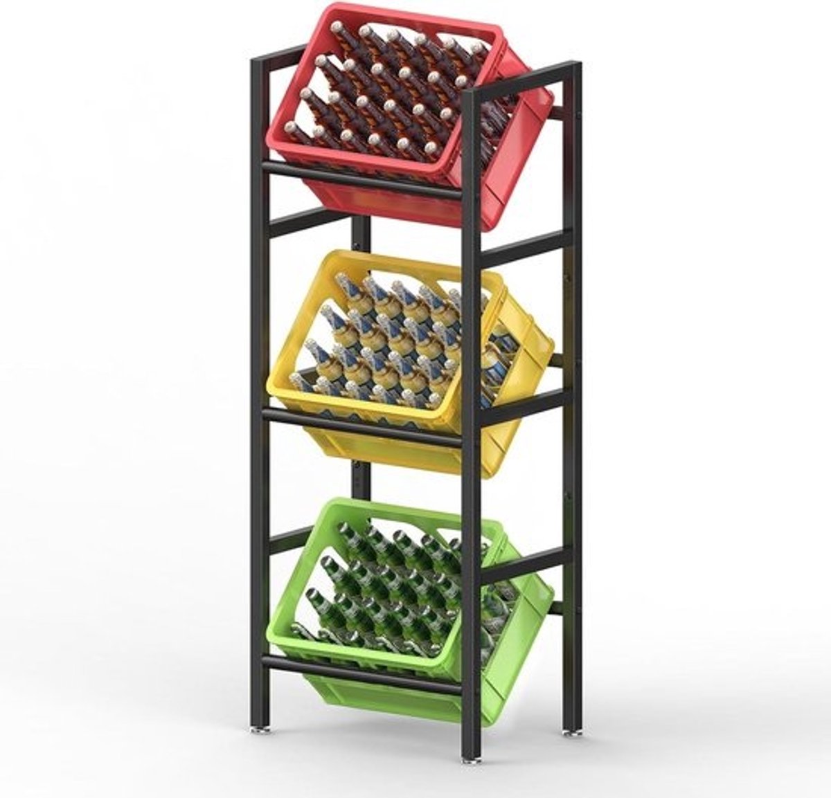Drankrek - Krattenrek Bierkratten - Dranken Opslaan - Stabiel Metaal - 44 x 17 x 33 cm - Zwart