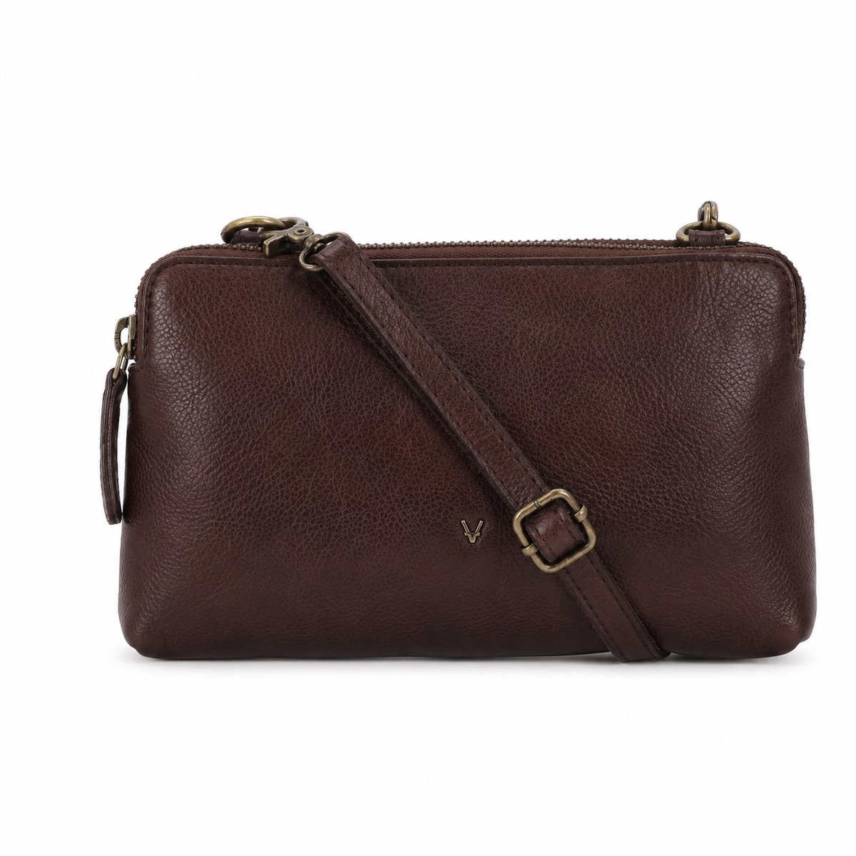 Vilenca Holland Leren Crossbody Tas Dames – Schoudertas met Meerdere Ritsvakken en Verstelbare Schouderriem
