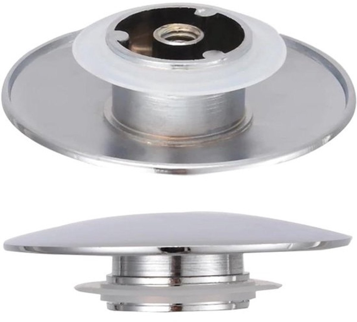 Wastafel Stopper Reserveonderdelen - Badstop Plug Afvoerstop - Badkamer Reparatie - Met Rubberen Afdichting - 66 mm - Zilver