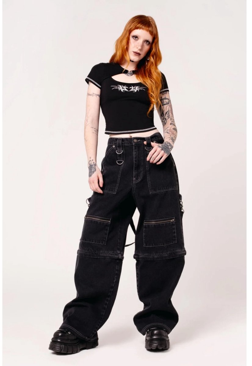 Hell Bunny - Sid X Jeans Wijde broek - XL - Zwart