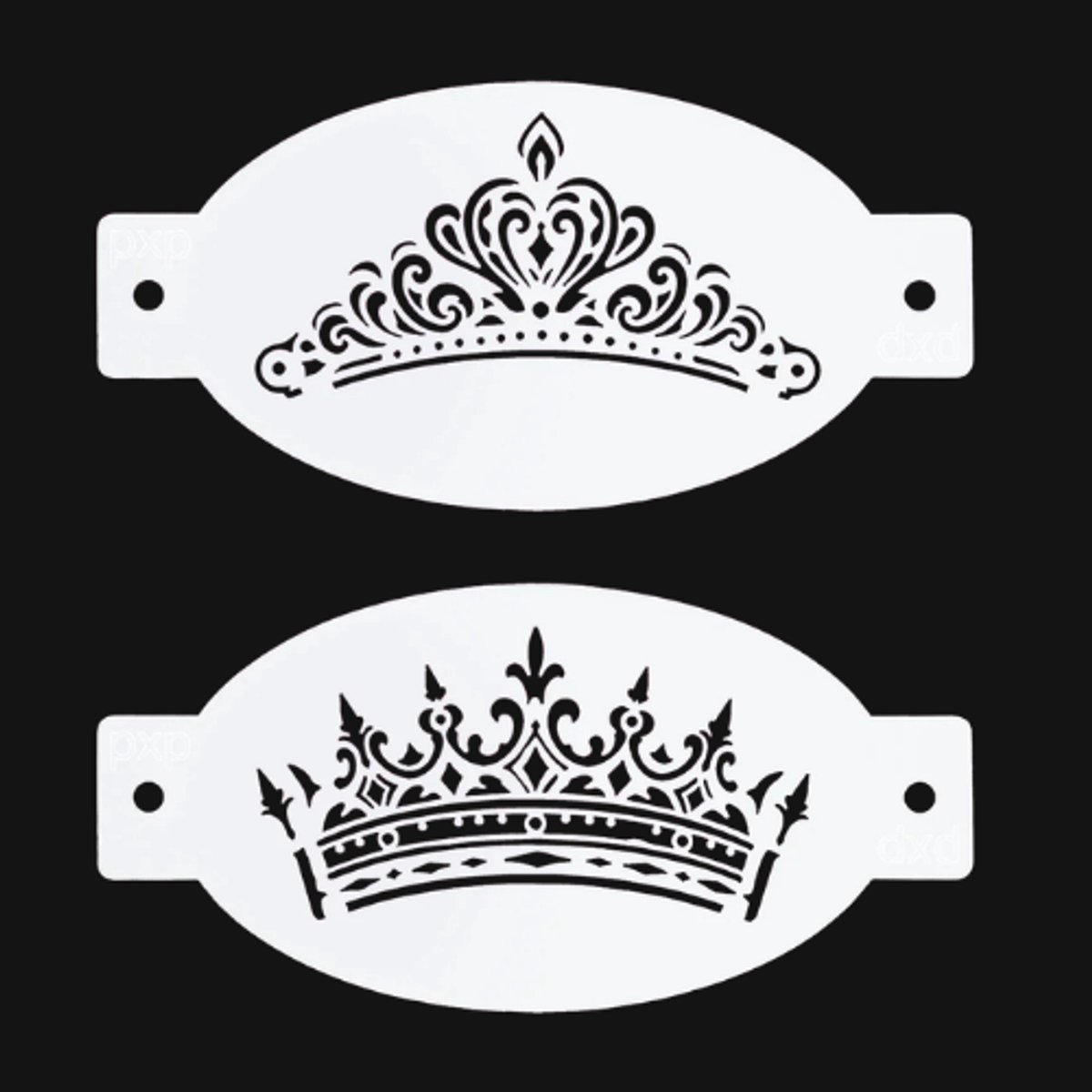 Schminksjabloon PXP stencil kroon - crown (2 delig)