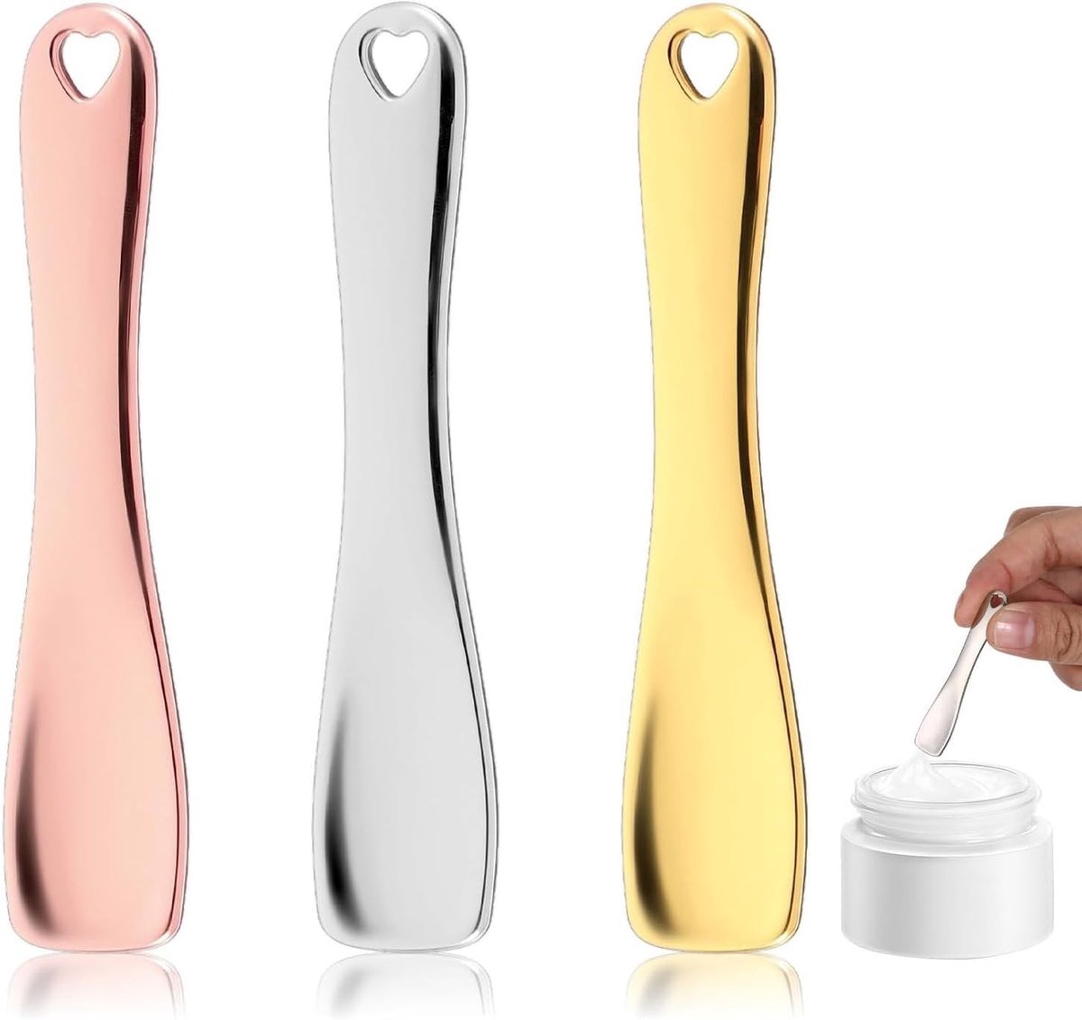 Draagbare mini make-up spatels, 3 stuks, herbruikbare applicators voor crème, masker en lotion, ideaal make-up gereedschap voor precisie en mengen