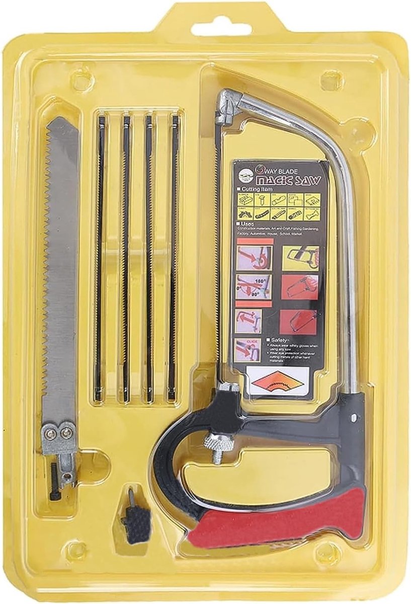 Veelzijdige Handzaag voor Hout, Plywood, Glas en Metaal - HSS Stalen Zaagbladen met Multi-Blade Set