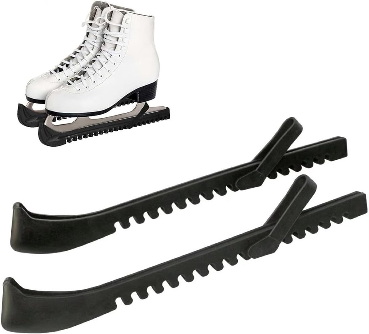 Verstelbare Splash Guard voor Schaatsen en IJshockeyschaatsen - Bescherming voor Kinderen en Volwassenen, 2 Stuks, Zwart, Duurzaam Kunststof