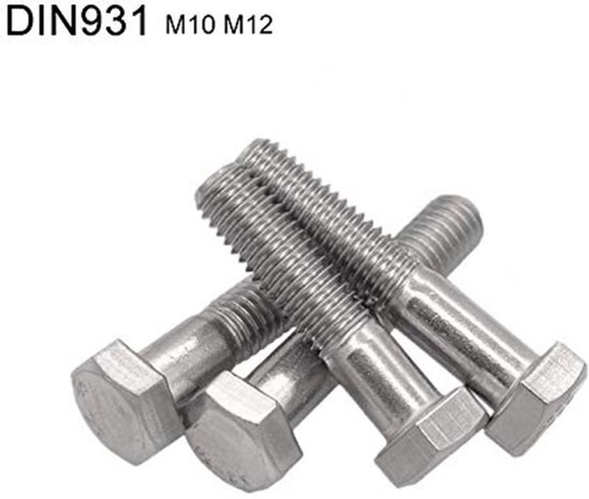 M12-schroefdraadbouten 304 roestvrij staal zeskantbout grove draad zeskantschroef (verpakking van 10) - M12x40mm