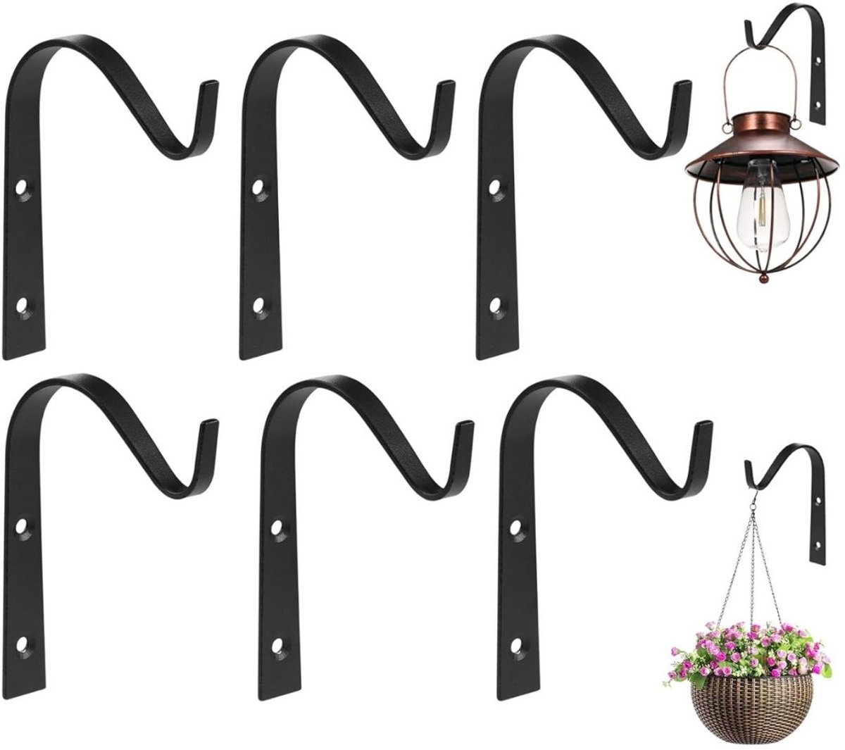 Plantenhaak Hanging Basket - Muurhaak voor Planten - Wandhaak - Zwart