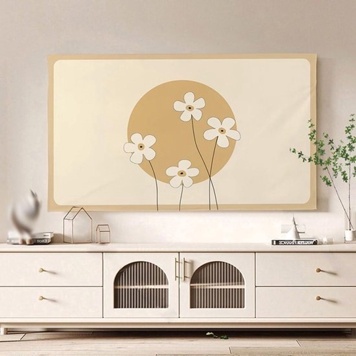 Tv Stofkap - Beschermhoes Scherm - Binnen Gebruiken - Bloemenprint Decoratie - 42 Inch - C