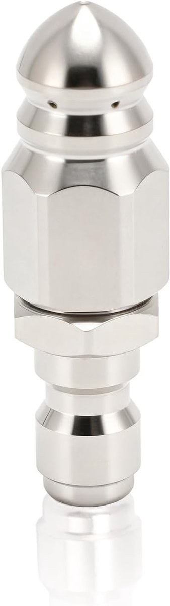 Hogedruk afvoerslang nozzle van roestvrij staal, 5000 PSI, voor effectieve rioolreiniging en ontstoppen van afvoeren met snelle aansluiting