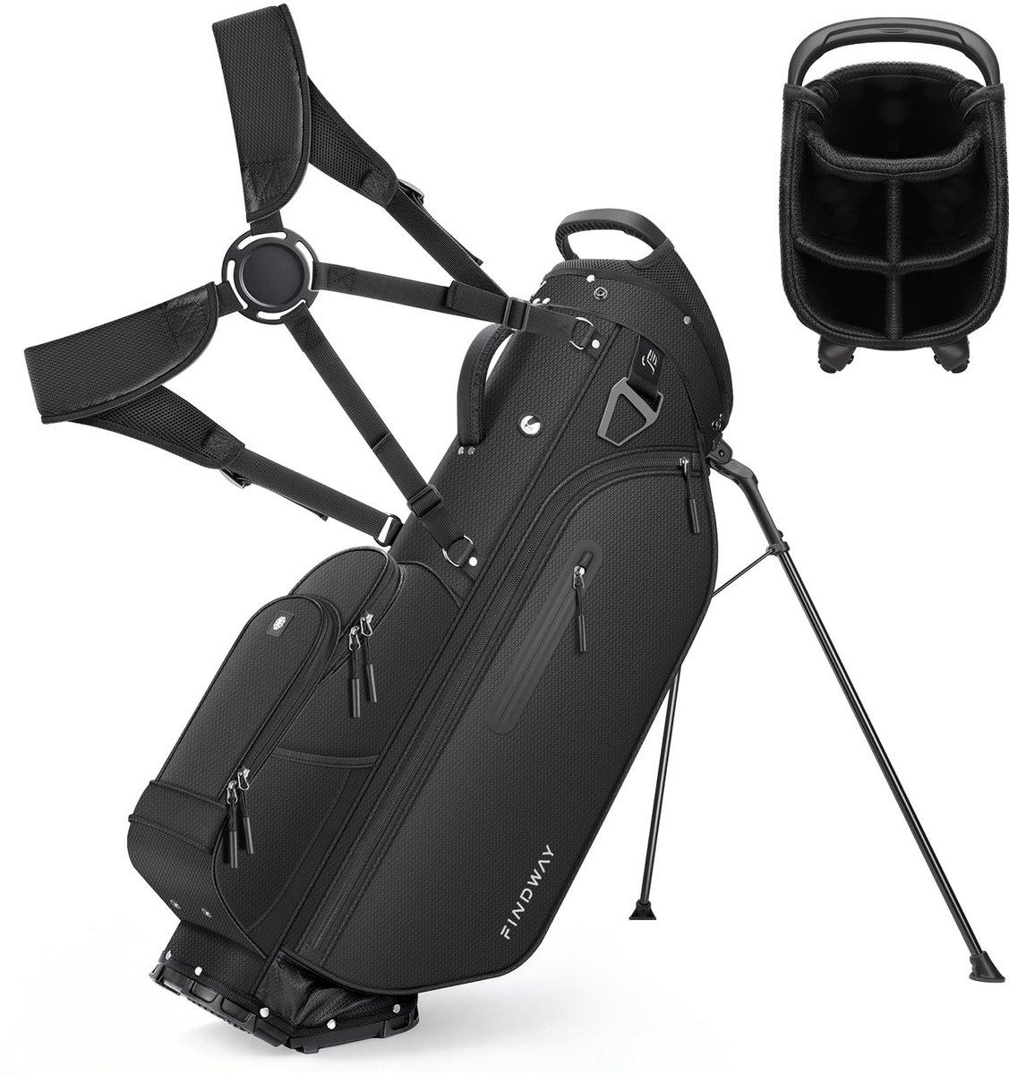 Golfbag met 5 compartimenten en regencover - Lichtgewicht en verstelbare schouderbanden
