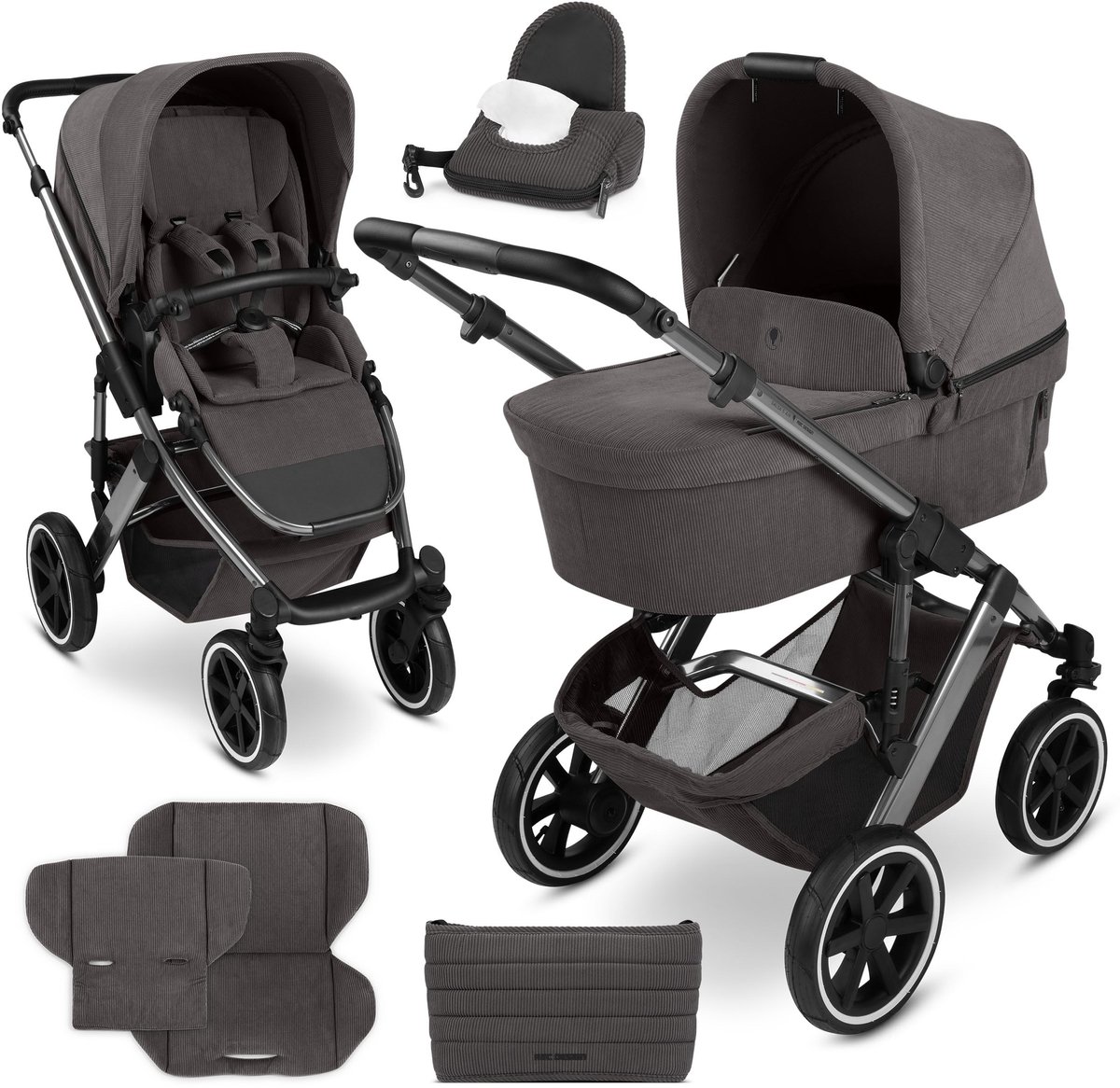 2-in-1 Kinderwagen met Pneumatische Banden - Almond