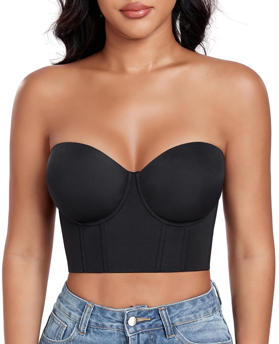 Dames-BH Push-Up Strapless - Beugel - Zwart 85B