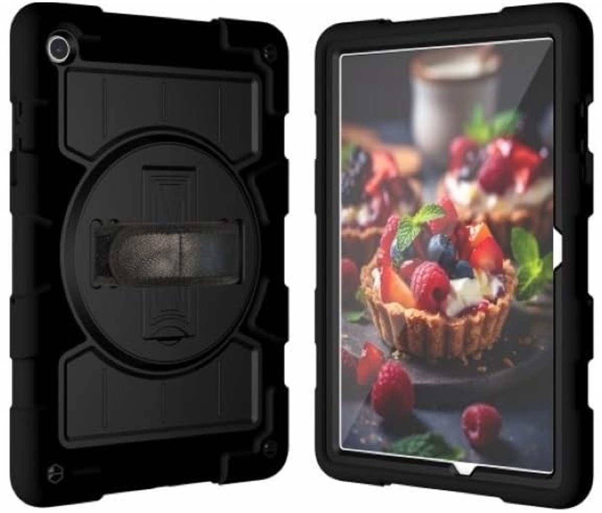 Hardcase met handstrap voor Galaxy Tab A9 Plus - Zwart