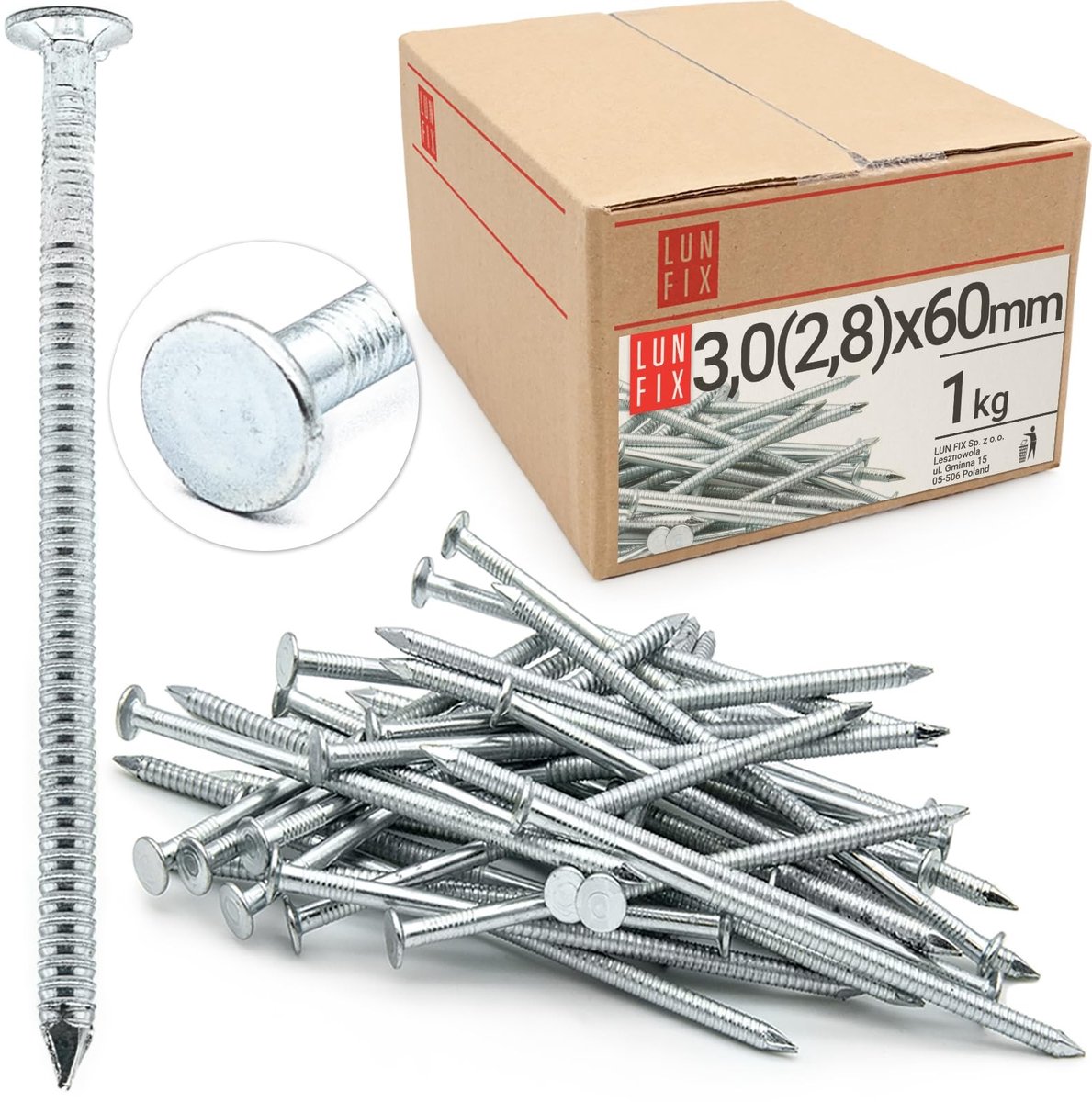 Geribbelde Spijkers 3.0 x 60 mm - 1 kg voor Houtbewerking