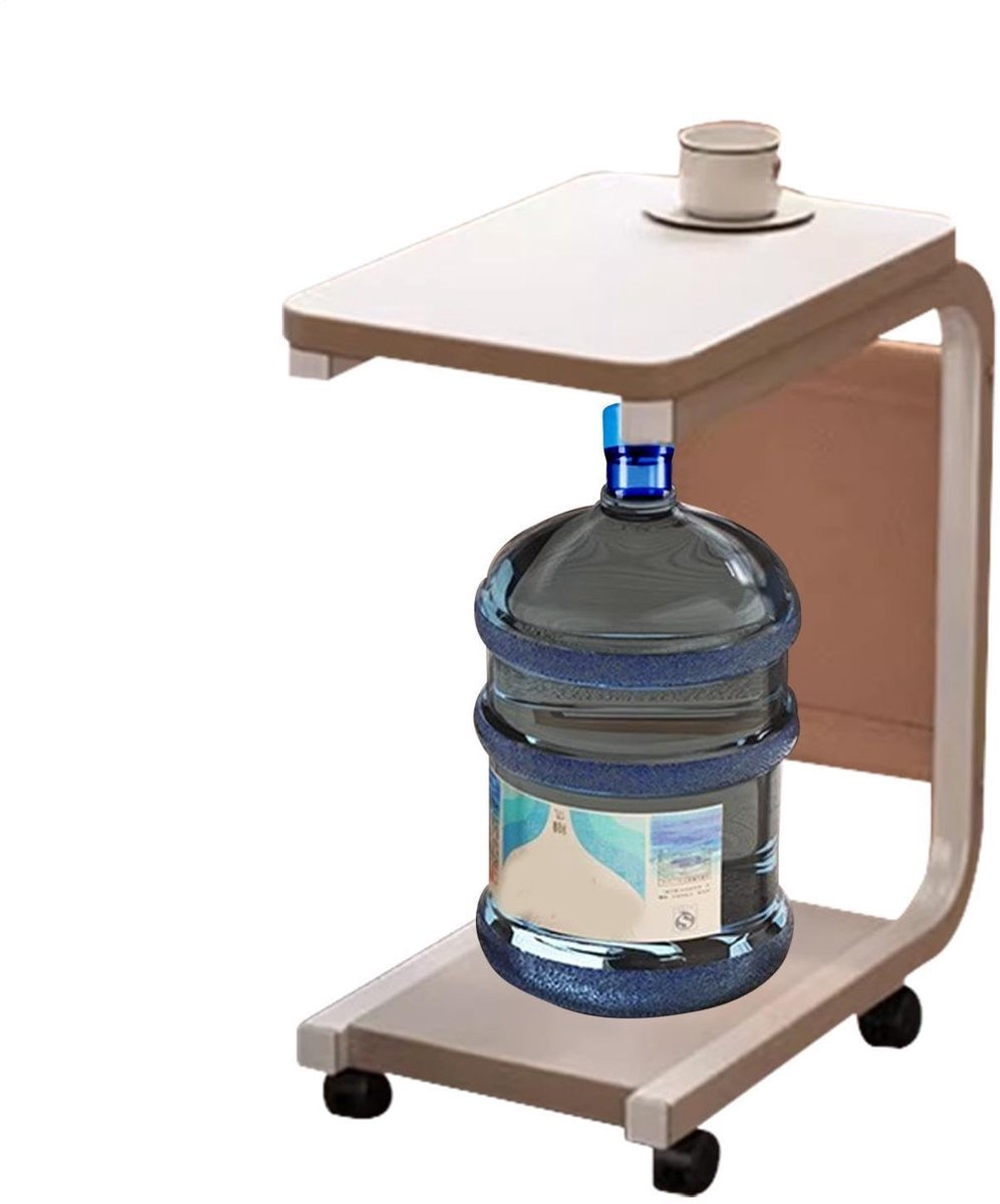 C-vormige Bijzettafel - Stalen Frame met Zwenkwielen