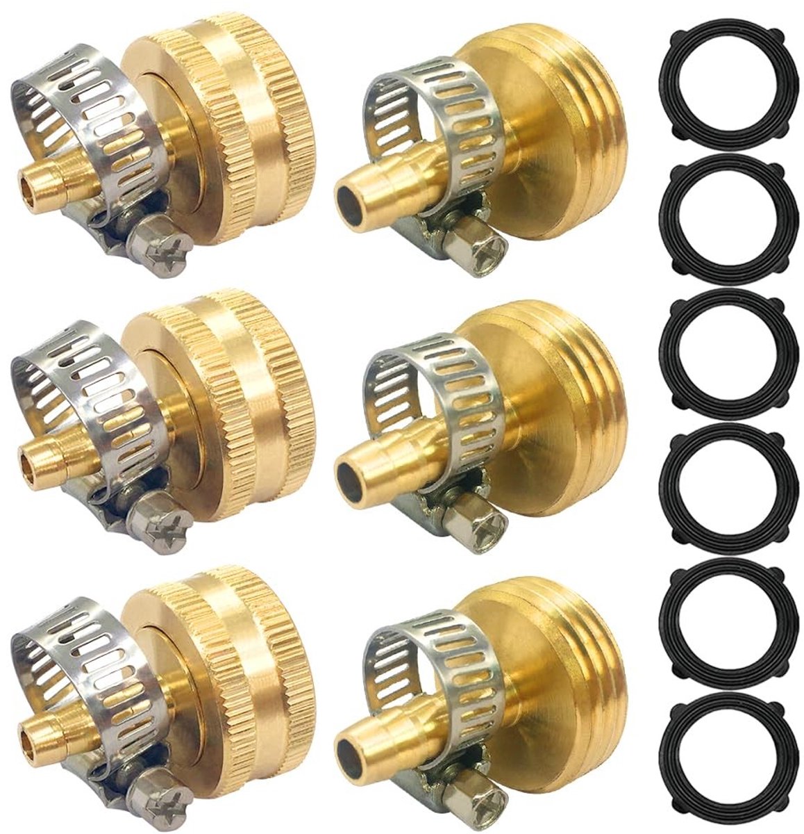 Tuinslang Reparatieset - 1/4" Messing Verbinder - 3 Stuks