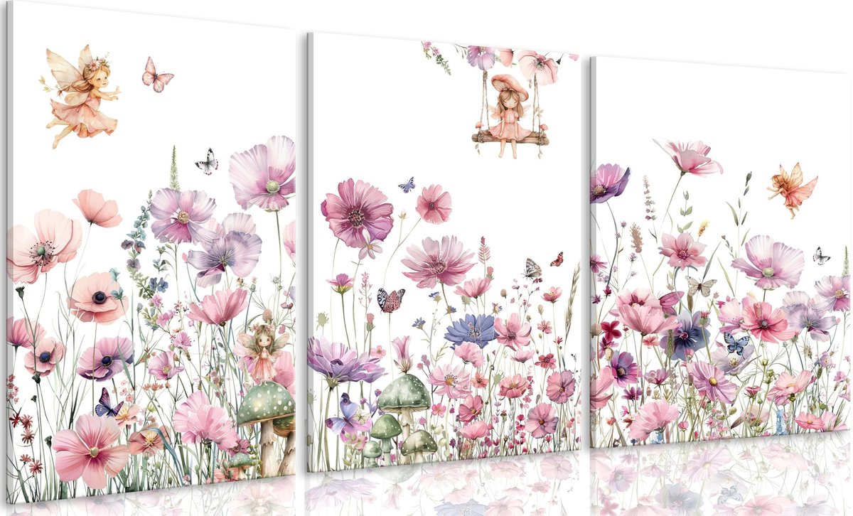 Ingelijste Aquarel Muurkunst - Wilde Bloemen
